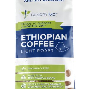 Gundry MD Single Origin Light Roast Ethiopian Ground Coffee, 100% Arabica Beans, 12 Ounce