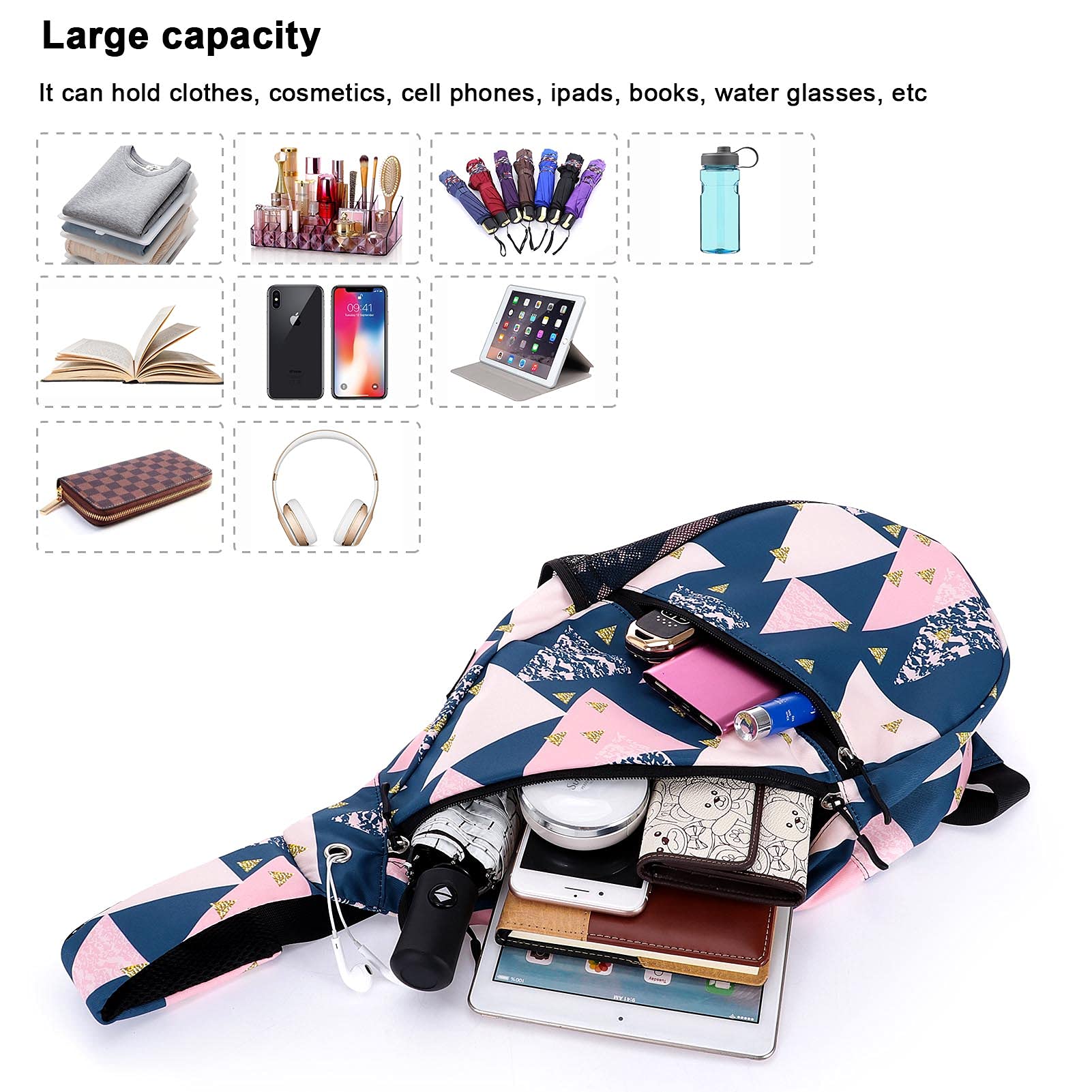 Kamo Sling Backpack Sling Bag Crossbody Daypack Casual Backpack Chest Bag for Women Men