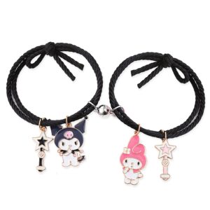 Bestie Couples Bracelets Mutual Attraction Relationship Matching Friendship His Hers Rope Bracelet Bff Best Friend Gift (Black)