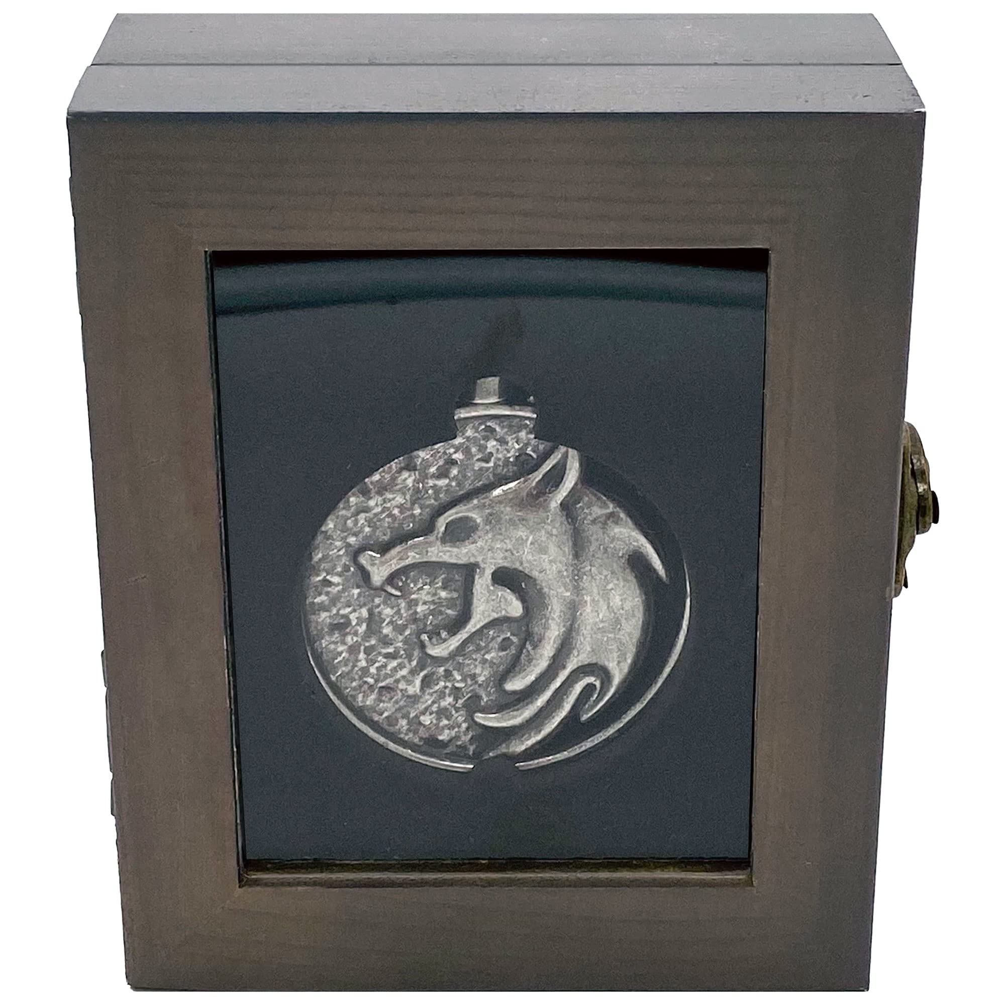 JINX Netflix's The Witcher White Wolf Medallion Necklace + Wooden Collector Box, Authenic Show Replica