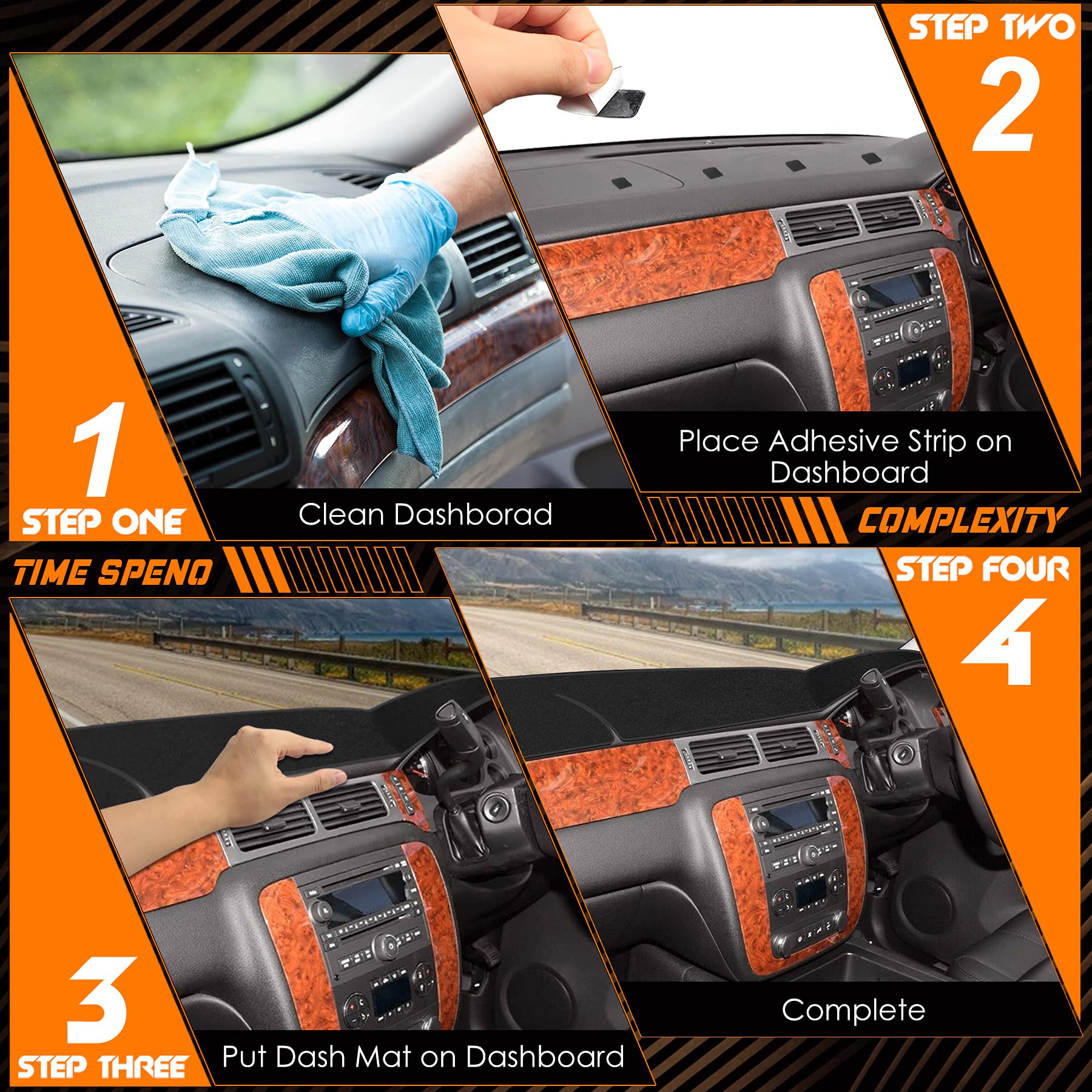 NDRUSH Dashboard Cover Dash Cover Mat Custom Compatible with 1999-2006 Chevy Silverado GMC Sierra 2001-2006 Chevy Avalanche 1500 2500 2000-2006 Tahoe Suburban 2000-2006 GMC Yukon XL