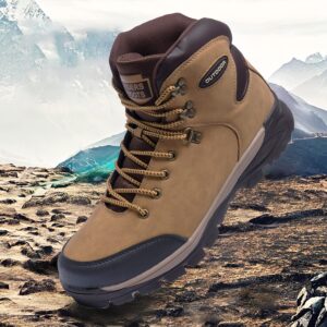 TFO Hiking Boots Mens Outdoor Backpacking Trekking Mountaineering Riding Shoes Travel Leisure Mid Top Shoes Yellow