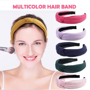 Fishinsea 10 Pack Knotted Wide Headbands for Women Cute Fashion Head Wrap in Solid Color Non-slip Hair Accessories for Daily Festival Presents