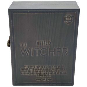 JINX Netflix's The Witcher White Wolf Medallion Necklace + Wooden Collector Box, Authenic Show Replica