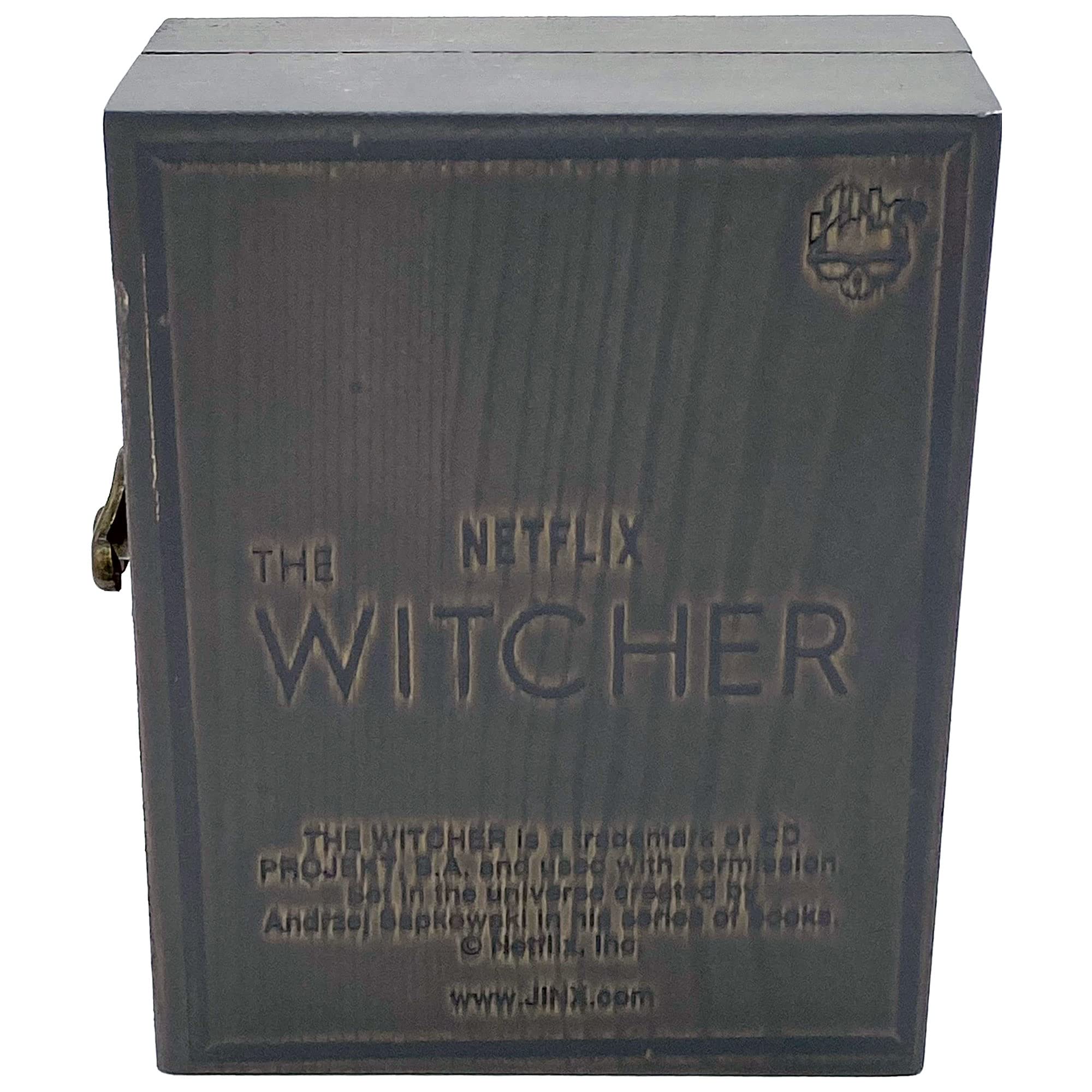 JINX Netflix's The Witcher White Wolf Medallion Necklace + Wooden Collector Box, Authenic Show Replica