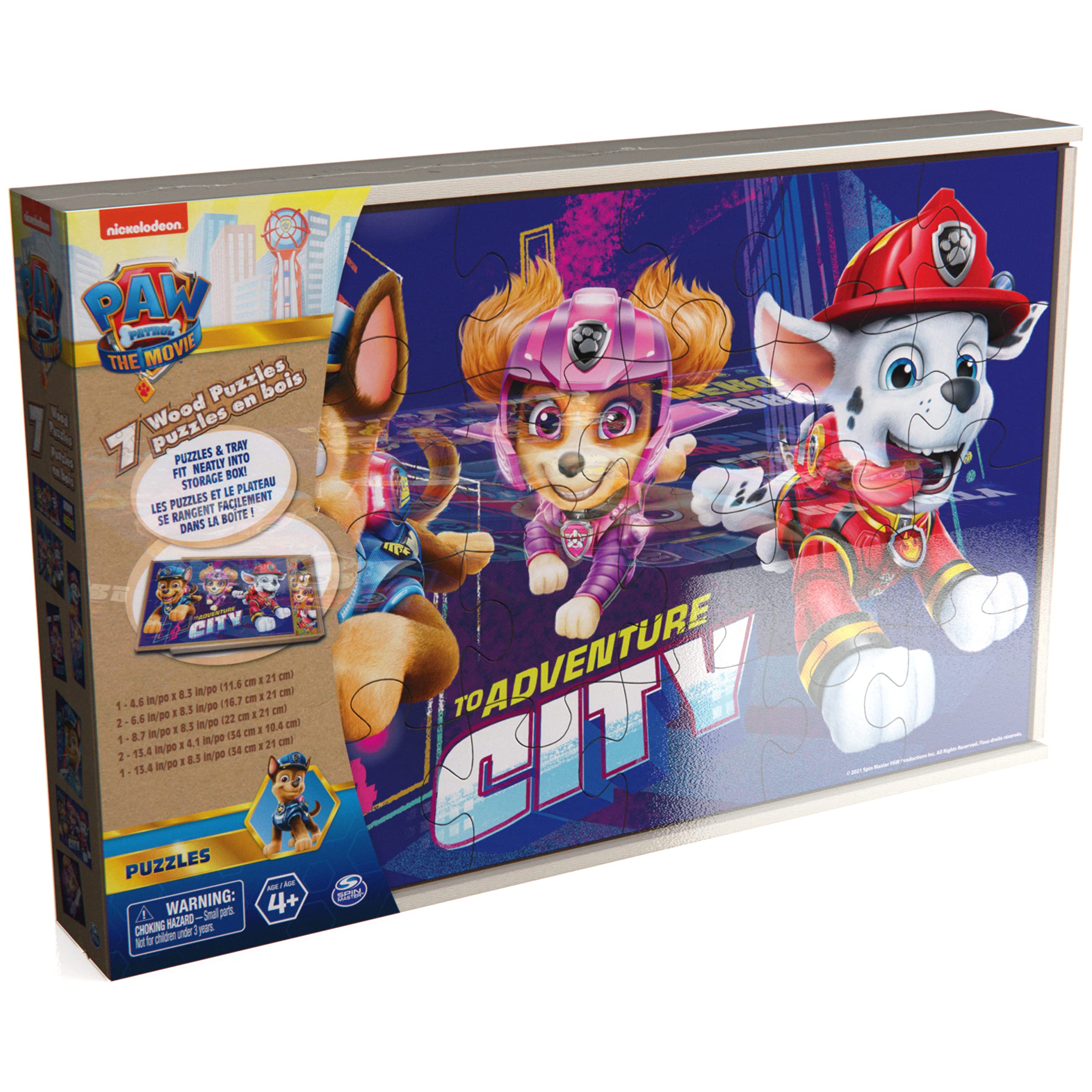 PAW Patrol: The Movie, 7 Wood Puzzles Jigsaw Bundle 12pc 16pc 24pc Chase Skye Marshall Rubble Show with Tray, for Kids Ages 4 and up