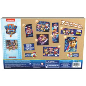 PAW Patrol: The Movie, 7 Wood Puzzles Jigsaw Bundle 12pc 16pc 24pc Chase Skye Marshall Rubble Show with Tray, for Kids Ages 4 and up