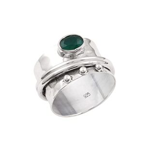 Emerald Gemstone Simple Design Spinner Anxiety Worry Ring (10)