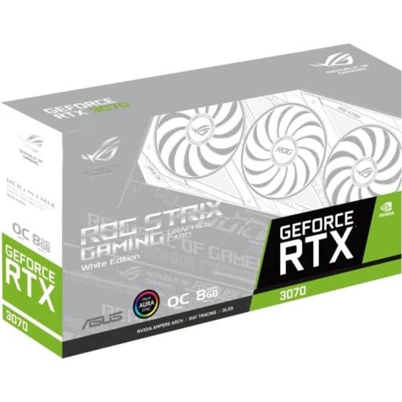 ASUS ROG Strix NVIDIA GeForce RTX 3070 V2 White OC Edition Gaming Graphics Card (PCIe 4.0, 8GB GDDR6, LHR, HDMI 2.1, DisplayPort 1.4a, White Color Scheme, Axial-tech Fan Design, 2.9-Slot)