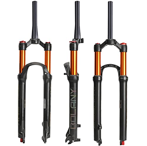 LYYCX Mountain Bike Front Fork 26/27.5/29 Inch Damping Rebound Adjustment Lock ABS Straight/Taper Tube Travel 120mm QR 9mm Air Pressure Front Fork Shock Absorption Air Fork Accessories (Color : Strai