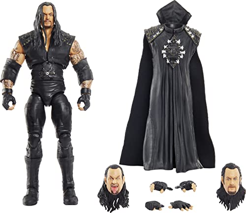 WWE Ultimate Edition Undertaker Action Figure, 6-inch Collectible with Extra Heads, Swappable Hands & WrestleMania XIV Entrance Jacket for Ages 8 Years Old & Up