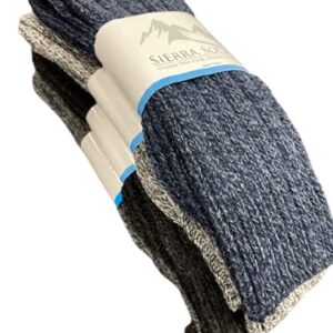 Sierra Socks Thick Hiking Wool Socks, Gift for Father (Charcoal, Large)