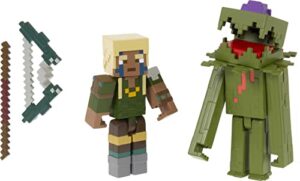 mattel ​​minecraft craft-a-block 2-pk, action figures & toys to create, explore and survive, authentic pixelated designs, collectible gifts for kids age 6 years and older