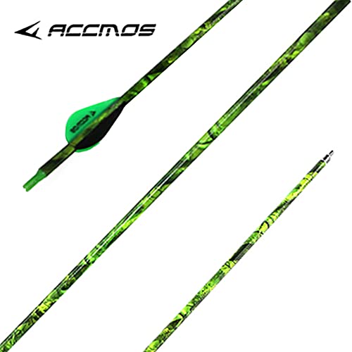 ACCMOS Spine 500 Arrow 26 Inch Arrow Target Practice Arrow Hunting Arrow Carbon Arrows Compound Bow Recurve Bow Adult Youth Archery Indoor Outdoor Shooting Field Tip 12pc