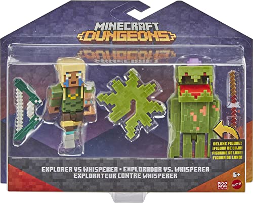 Mattel ​​Minecraft Craft-a-Block 2-Pk, Action Figures & Toys to Create, Explore and Survive, Authentic Pixelated Designs, Collectible Gifts for Kids Age 6 Years and Older