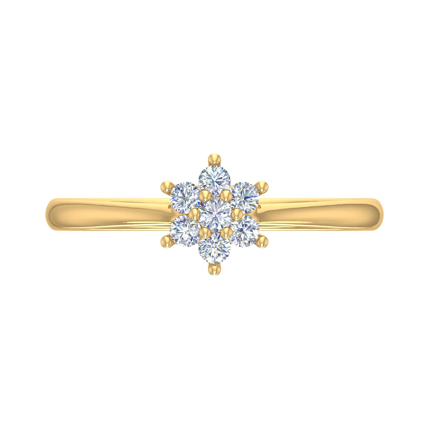 FINEROCK 0.15 Carat Prong Set Diamond Cluster Ring Band in 14K Yellow Gold (Ring Size 6)