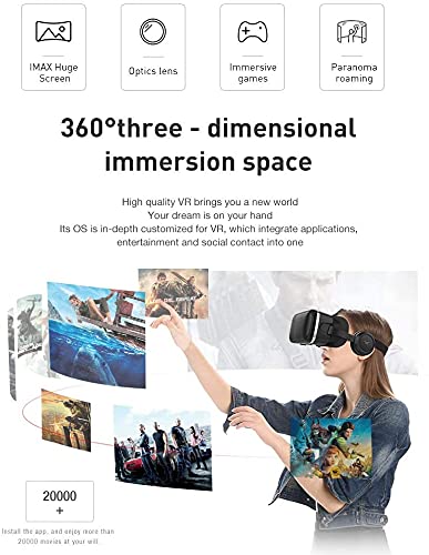 VR Headset with Remote Controller,HD 3D VR Glasses Virtual Reality Glasses for VR Games & 3D Movies, Virtual Reality Goggles for iPhone/Android Phone w/ 4.7-6in Screen | VR Glasses