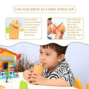 JOYIT Baby Open Cup, Silicone Straw Cups for Toddlers 6 oz | Baby Training Cup (Princess-Mustard)