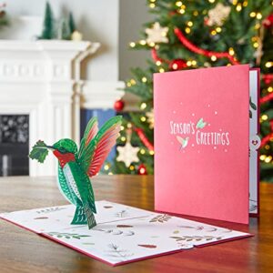 Lovepop Holiday Hummingbird Pop Up Card, 5x7-3D Greeting Card, Pop Up Christmas Cards, Kids Christmas Card, Seasonal Holiday Card