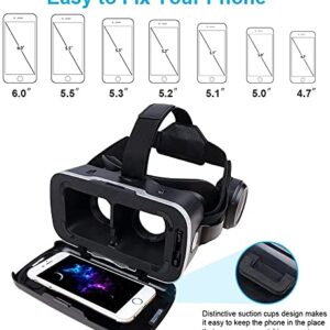 VR Headset with Remote Controller,HD 3D VR Glasses Virtual Reality Glasses for VR Games & 3D Movies, Virtual Reality Goggles for iPhone/Android Phone w/ 4.7-6in Screen | VR Glasses