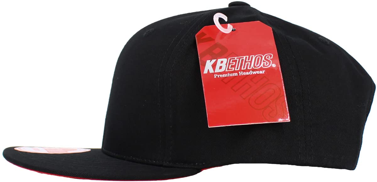 KNW-UNDERBRIM BLK-DBL Classic Snapback Hat Blank Cap Underbrim Cotton Wool Blend Flat Visor Adjustable Unisex