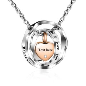 SOITIS Urn Necklace for Ashes Stainless Steel Cremation Necklace with Heart Waterproof Ashes Necklace Memorial Keepsake for Dad