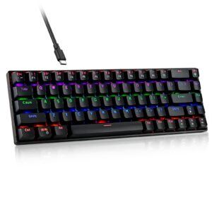 racegt wired mechanical gaming keyboard - 67 keys ultra-compact mini keyboard, wired usb keyboards, multi color rgb illuminated led backlit for pc gamer computer desktop (black)…