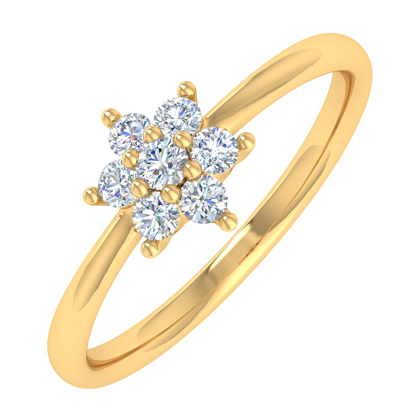 FINEROCK 0.15 Carat Prong Set Diamond Cluster Ring Band in 14K Yellow Gold (Ring Size 6)