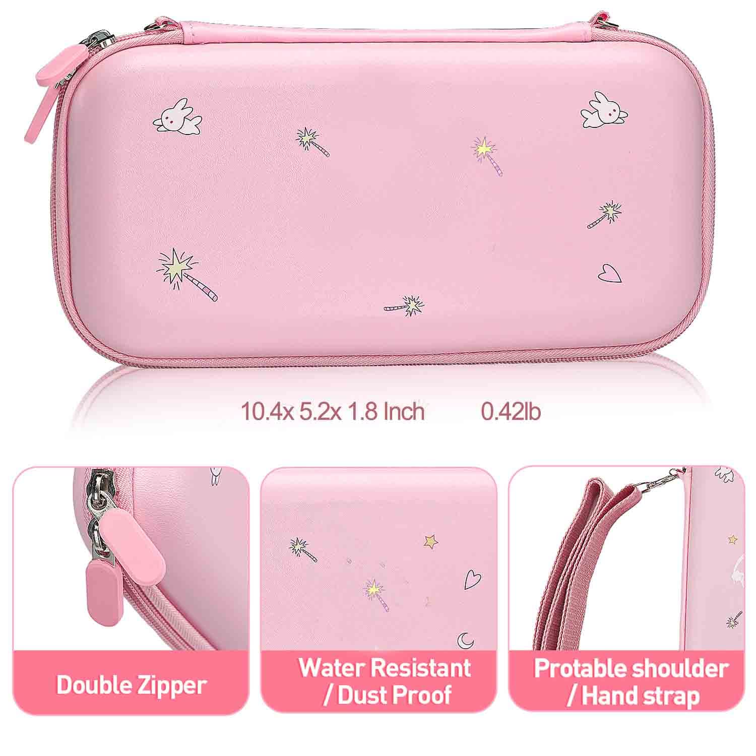 GUTIAL Accessories Kit for Nintendo Switch - Pink Cute Accessories Bundle Girly Style Pack for girls with Travel Carrying Case and Dockable Cover Case, Screen Protector, kawaii Stand, Thumb Grips