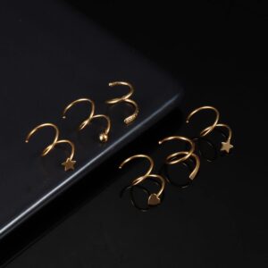 Drperfect 10Pairs Twisted Hoop Earrings for Women 316L Stainless Steel Spiral Earrings Cuff Wrap Earrings Double Hoop Earrings Twist Earrings