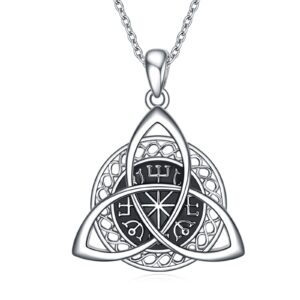 yafeini celtic necklace for women viking jewelry for women irish triangle trinity knot necklace 925 sterling silver witch knot necklace amulet protection jewelry