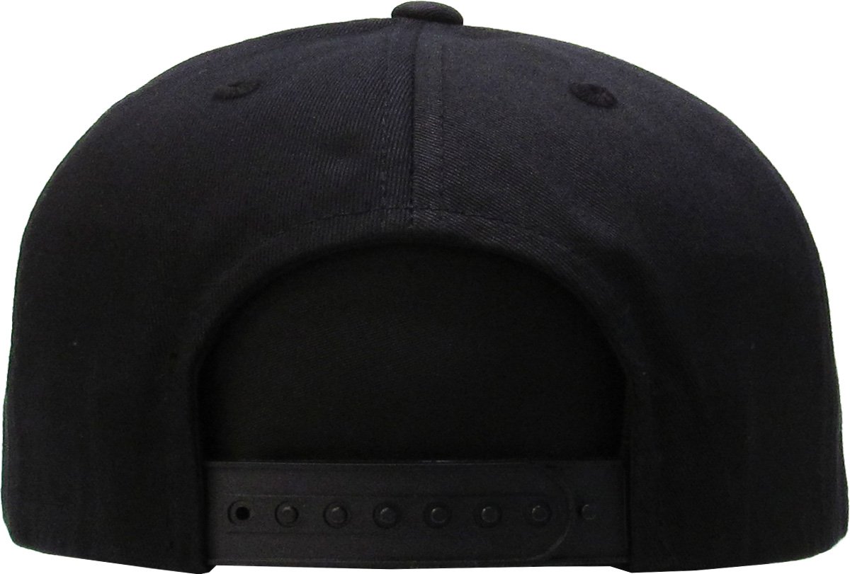 KNW-UNDERBRIM BLK-DBL Classic Snapback Hat Blank Cap Underbrim Cotton Wool Blend Flat Visor Adjustable Unisex