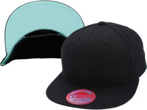 knw-underbrim blk-dbl classic snapback hat blank cap underbrim cotton wool blend flat visor adjustable unisex