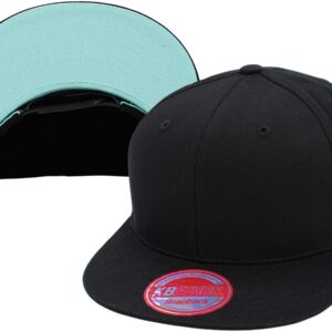 KNW-UNDERBRIM BLK-DBL Classic Snapback Hat Blank Cap Underbrim Cotton Wool Blend Flat Visor Adjustable Unisex