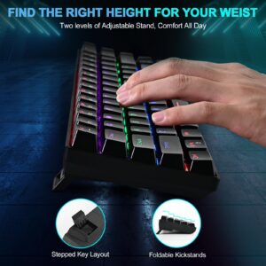 RaceGT Wired Mechanical Gaming Keyboard - 67 Keys Ultra-Compact Mini Keyboard, Wired USB Keyboards, Multi Color RGB Illuminated LED Backlit for PC Gamer Computer Desktop (Black)…