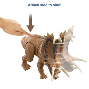 Mattel Jurassic World Camp Cretaceous Mega Destroyers Pentaceratops Dinosaur Action Figure, Toy with Movable Joints, Attack and Breakout Feature