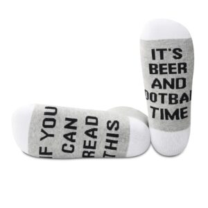 PWHAOO 1 Pair Beer Lover Gift Football Lover Socks If You Can Read This It’s Beer And Football Time Socks (Football Time Sock)