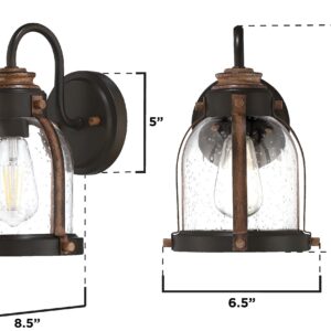 Westinghouse 6118100 Cindy Vintage-Style One-Light Indoor Wall Light Fixture, Oil Rubbed Bronze Finish with Barnwood Accents, Clear Seeded Glass