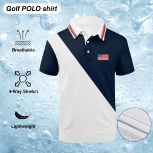 ZITY Golf Polo Shirts for Men Short Sleeve Athletic Tennis T-Shirt Navy White XL