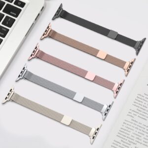 Compatible with Apple Watch Band 38mm 40mm 41mm 42mm 44mm 45mm 49mm, Stainless Steel Slim & Thin Milanese Magnetic Clasp Strap Women and Men Replacement Band for iWatch Series SE 9 8 7 6 5 4 3 2 1