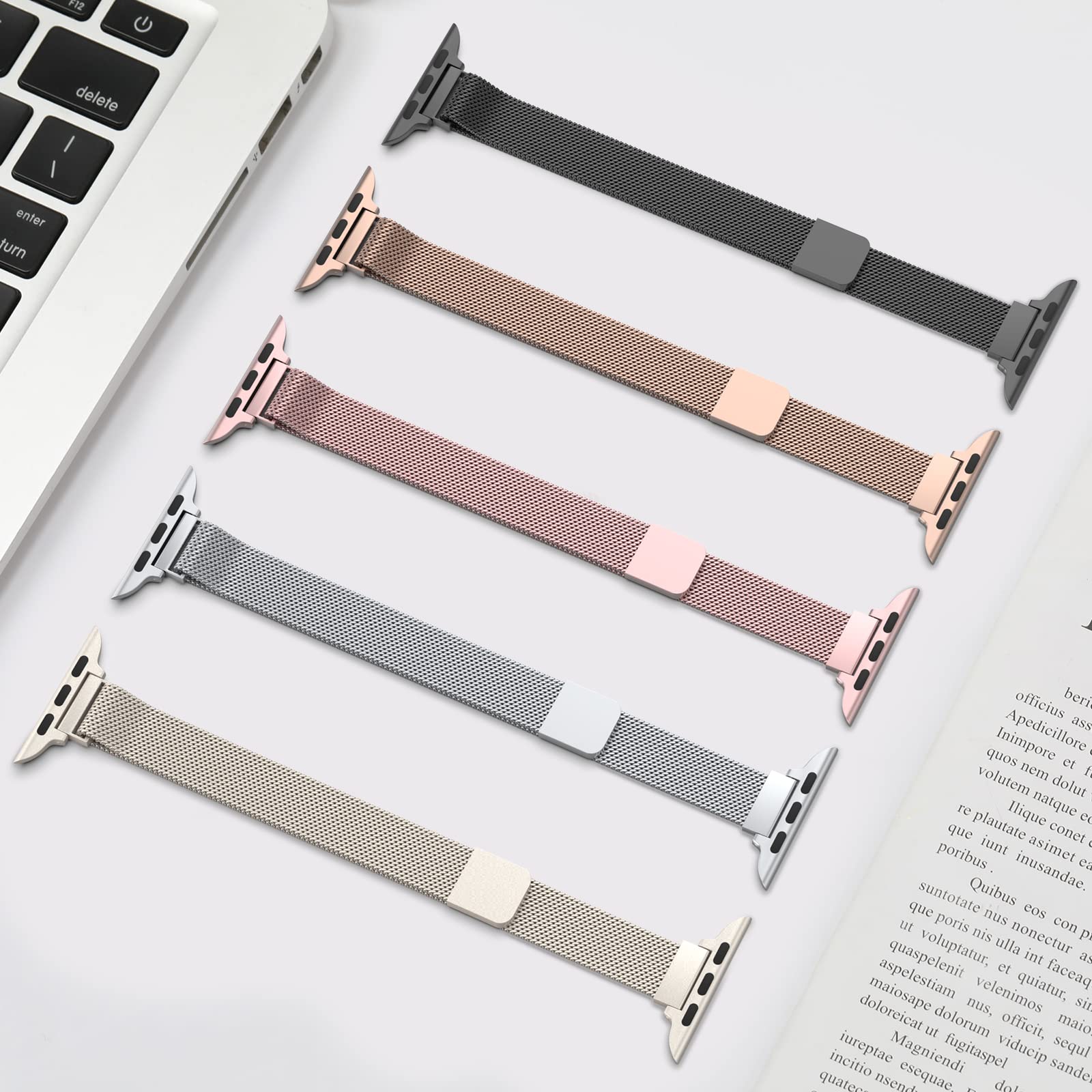 Compatible with Apple Watch Band 38mm 40mm 41mm 42mm 44mm 45mm 49mm, Stainless Steel Slim & Thin Milanese Magnetic Clasp Strap Women and Men Replacement Band for iWatch Series SE 9 8 7 6 5 4 3 2 1