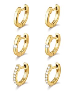 shownee gold huggie earrings for women small huggie hoop earrings for women gift 14k gold plated hoops set with cubic zirconia