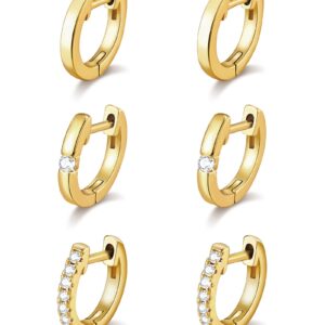 Shownee Gold Huggie Earrings for Women Small Huggie Hoop Earrings for Women Gift 14K Gold Plated Hoops Set with Cubic Zirconia