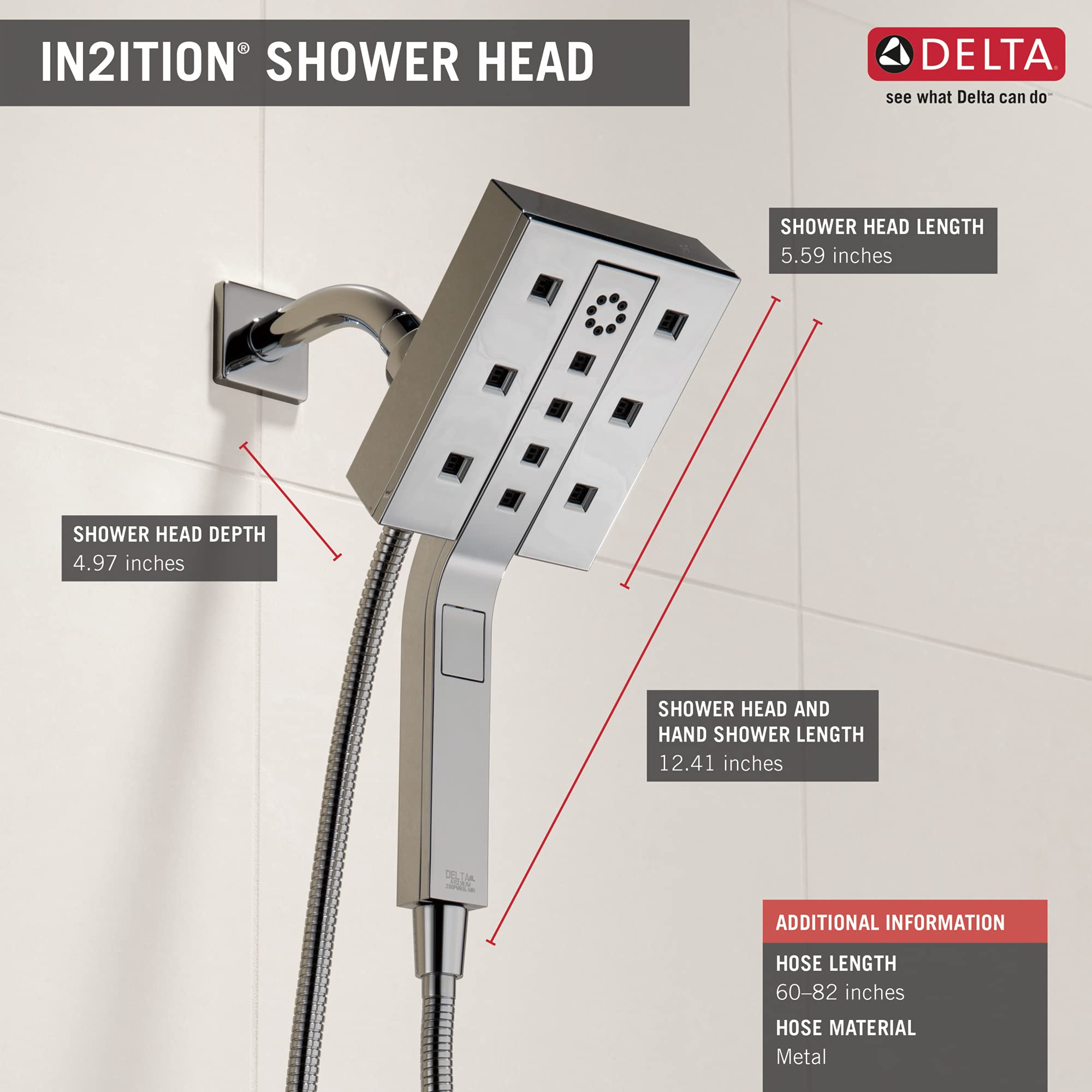 Delta Faucet 58473-PR25 Universal Showering Combo, 2.5 GPM Water Flow, Lumicoat Chrome