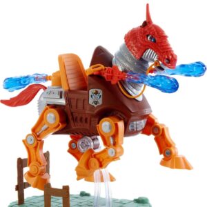 Masters of the Universe Origins Stridor Action Figure, 7 in Tall Robot Horse with Projectile Launcher, 3 Plasma Blasts, Helmet & Bridle with Cord, Collectible Gift for MOTU Fans Ages 6 Years & Older