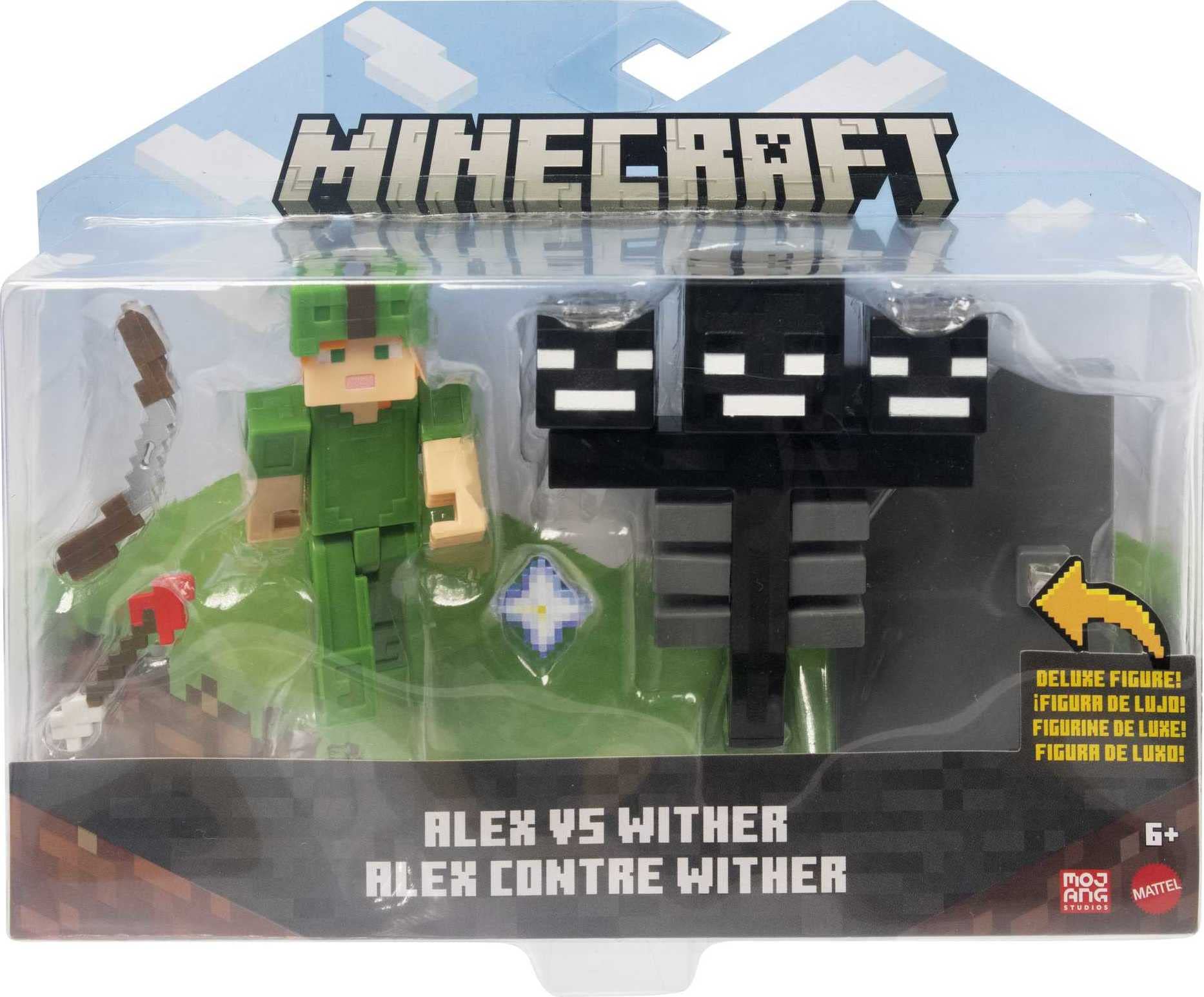 Mattel ​​Minecraft Craft-a-Block 2-Pk, Action Figures & Toys to Create, Explore and Survive, Authentic Pixelated Designs, Collectible Gifts for Kids Age 6 Years and Older