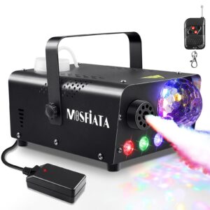 MOSFiATA Fog Machine with Disco Ball Lights 600W Smoke Machine with RGB LED lights, 2300 CFM Spray, Remote Control, Perfect for Halloween, Christmas, Wedding, Party, Club, DJ Stage Effect