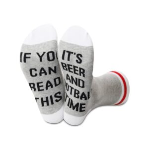 PWHAOO 1 Pair Beer Lover Gift Football Lover Socks If You Can Read This It’s Beer And Football Time Socks (Football Time Sock)