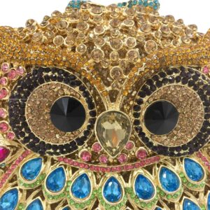 Boutique De FGG Multicoloured Owl Crystal Clutch Bag Animal Evening Handbags Women Formal Party Rhinestone Clutch Purse, Small