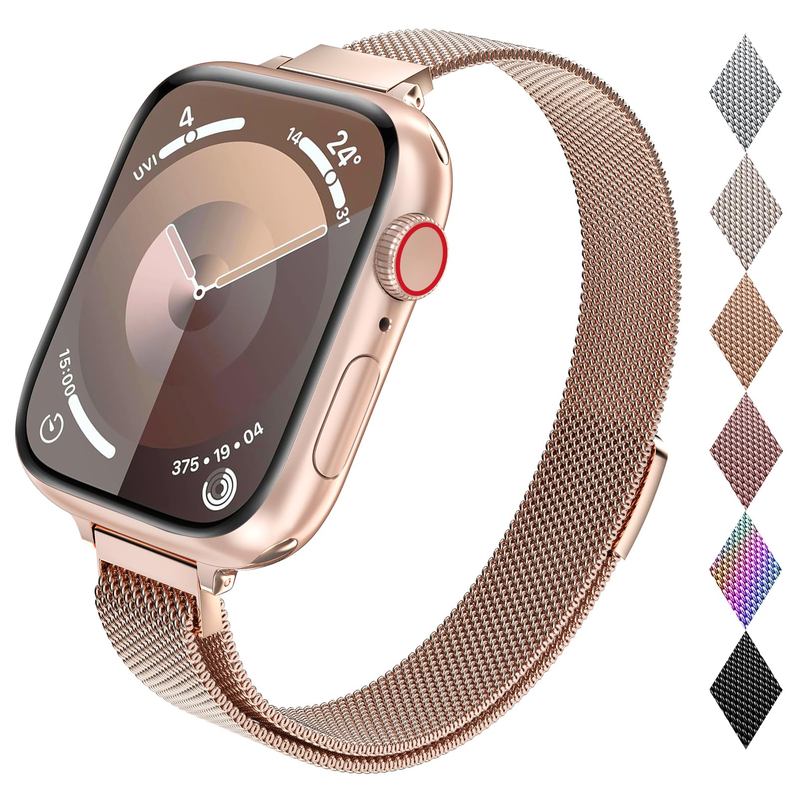 Compatible with Apple Watch Band 38mm 40mm 41mm 42mm 44mm 45mm 49mm, Stainless Steel Slim & Thin Milanese Magnetic Clasp Strap Women and Men Replacement Band for iWatch Series SE 9 8 7 6 5 4 3 2 1